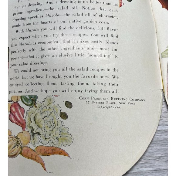 Mazola Salad Bowl Vintage Recipe Booklet 1938 Salad Oil Cookbook - Picture 2 of 8